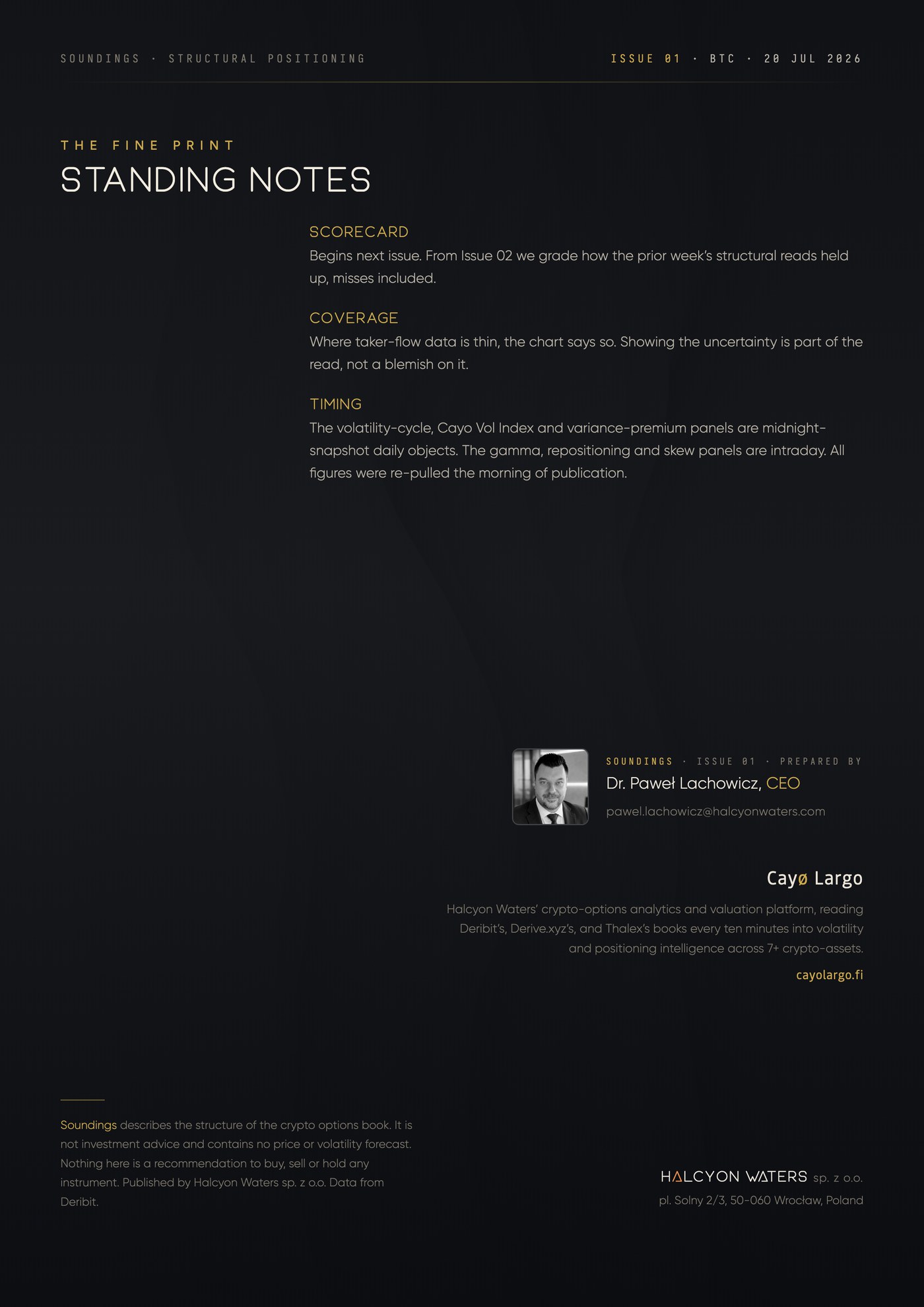 Soundings Issue 01 standing notes and colophon