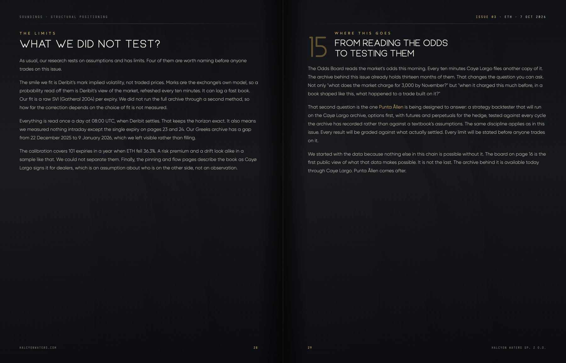 What Issue 03 did not test and where the work goes next